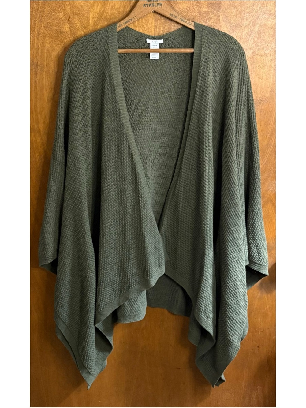 Pure J. Jill Olive Green Oversized Knit Poncho Sweater Boho Lagenlook Office Mod